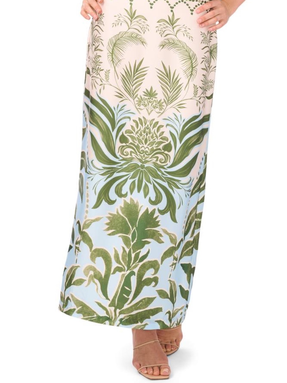 Parker Green Botanical Print Skirt on Cream Base